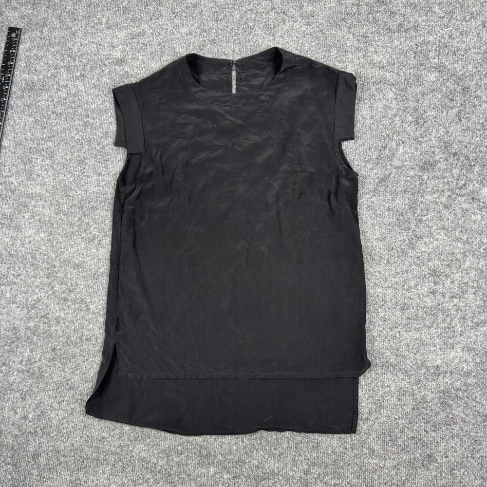 Equipment Blouse Womens Size S Black Silk Sleeveless High-Low Hem USA Made